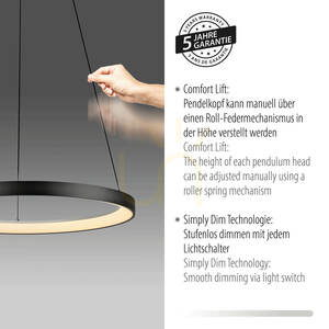 Lampă suspendată HOOP 2851-18 negru 1xLED small 4
