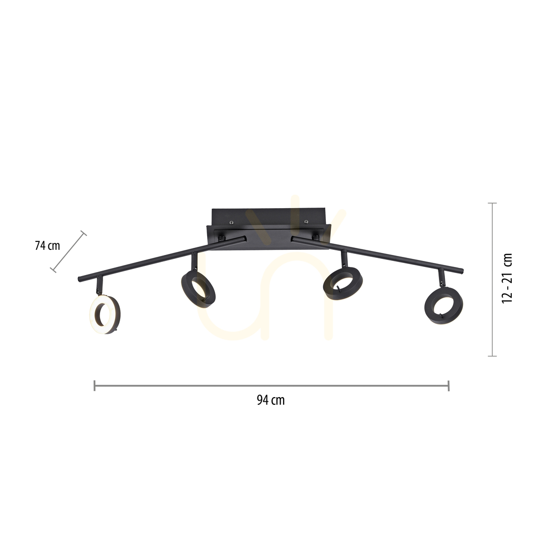 previzualizare SILEDA Plafond 6786-13 Negru 4xLED SILEDA Plafond 6786-13 Negru 4xLED