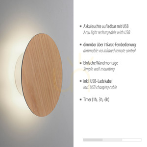 AKKU-PUNTUA lampă de perete 8152-79 Wood 1xLED small 3