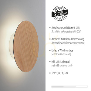 AKKU-PUNTUA lampă de perete 8152-79 Wood 1xLED small 4