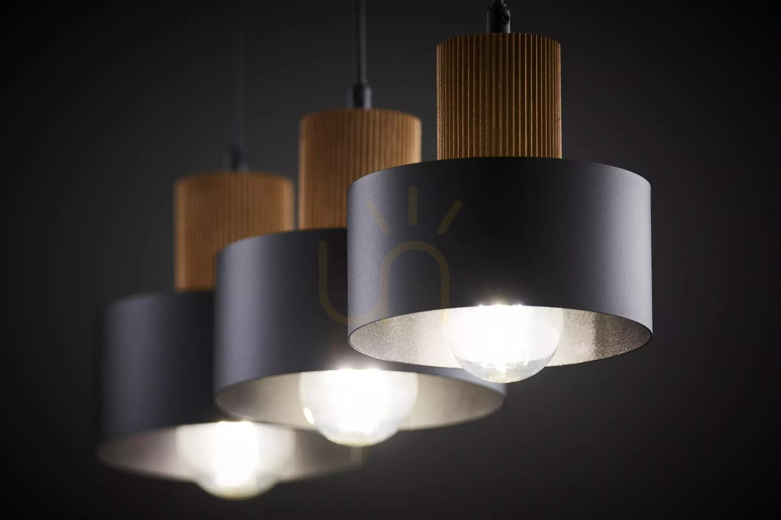 Vedere Lampă suspendată Sigma RIF WOOD 3 negru lemn 3xE27 SKU 41862 Lampă suspendată Sigma RIF WOOD 3 negru lemn 3xE27 SKU 41862