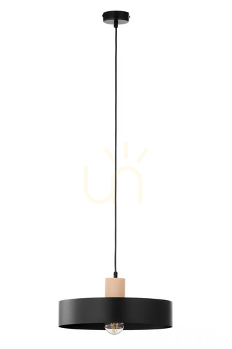 Verifica Lampă suspendată Sigma RIF WOOD 1L negru lemn natural 30 cm SKU 41865