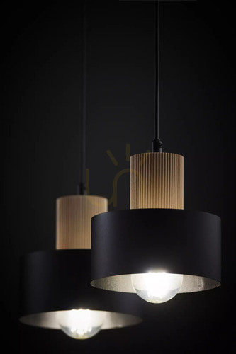 Verifica Lampă suspendată Sigma RIF WOOD 2 negru/lemn natural 41866