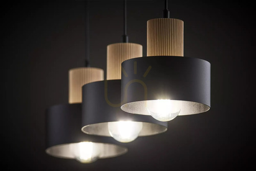 Verifica Lampă suspendată Sigma RIF Wood 3 negru lemn natural 41867