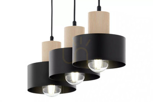 Lampă suspendată Sigma RIF Wood 3 negru lemn natural 41867 small 2