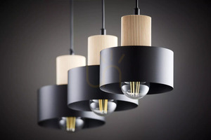 Lampă suspendată Sigma RIF Wood 3 negru lemn natural 41867 small 5
