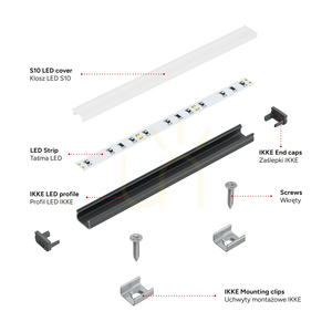 Set profil LED TEKKNI IKKE negru 3 m cu difuzor mat S10 small 7