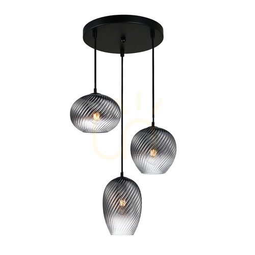 Verifica Lampă suspendată Italux Alias 3xE27 negru sticlă smoky PND-3672-3A-BK-SG