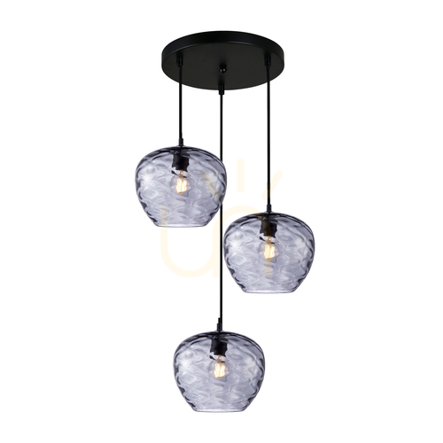 Verifica Lampă suspendată Italux Bresco 3×E27, neagră cu sticlă fumurie PND-3033-3A-BK-SG