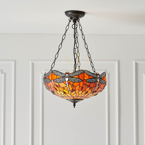 Verifica Pendant Tiffany Interiors Dragonfly Multicolor 3xE27 41 cm 64076