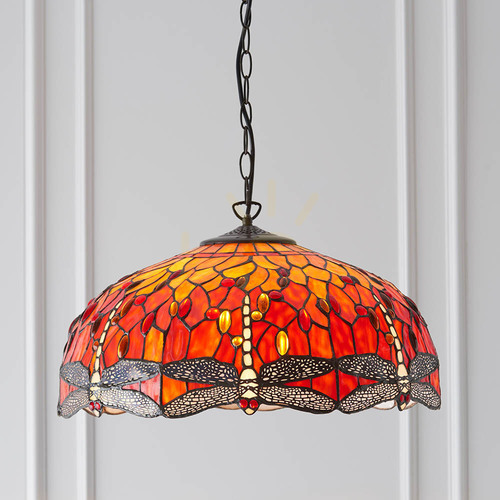 Verifica Lampa suspendată Tiffany Dragonfly multicolor Interiors 64082