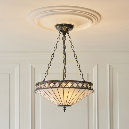 Verifica Pendul Interiors Fargo Tiffany multicolor, 3 becuri E27, sticlă și oțel