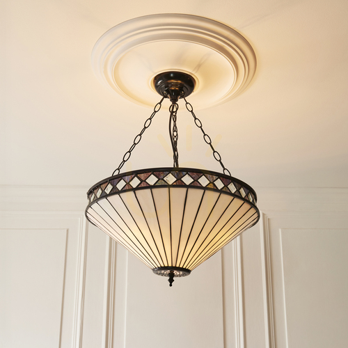 Verifica Lampa pendul Interiors Fargo Tiffany multicolor 3xE27, 50 cm
