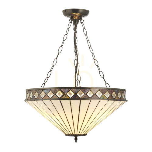 Verifica Lampa pendul Interiors Fargo Tiffany multicolor 3xE27, 50 cm