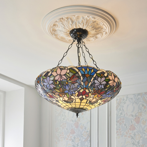 Verifica Pendul Tiffany Interiors Sullivan Multicolor 3 becuri E27 57 cm 111887