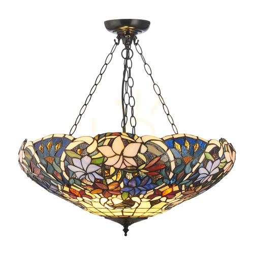 Verifica Pendul Tiffany Interiors Sullivan Multicolor 3 becuri E27 57 cm 111887