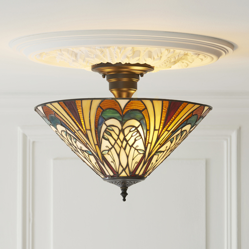 Verifica Lampă de tavan Interiors Hector Tiffany multicolor 3xE27 Ø40 cm 111905