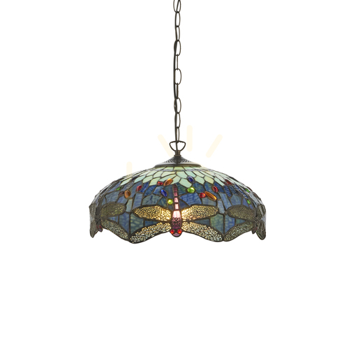 Verifica Lampă pendul Tiffany Dragonfly albastră Interiors 112195