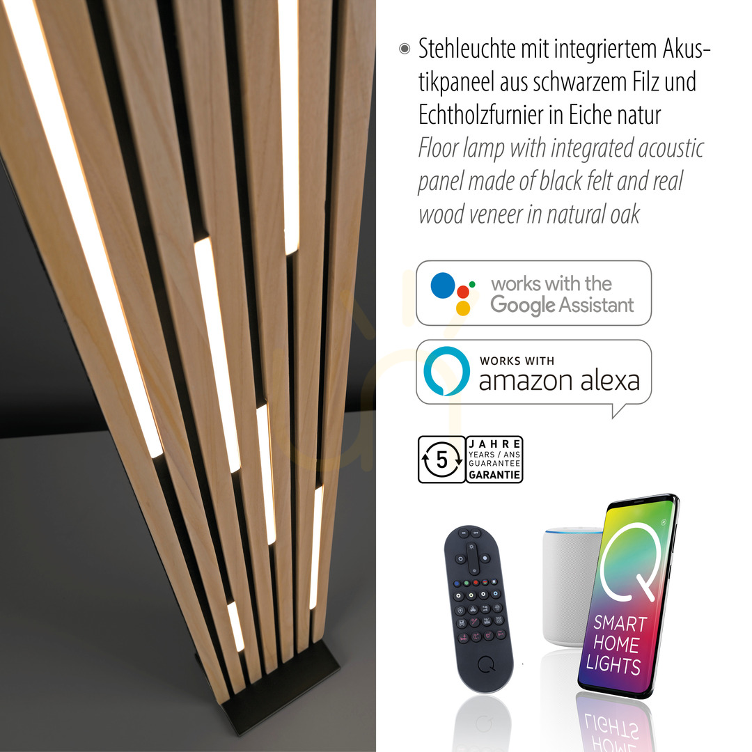Spectacol Lampa de podea Q-AKUSTIK 822-79 din lemn, cu 1 LED Lampa de podea Q-AKUSTIK 822-79 din lemn, cu 1 LED