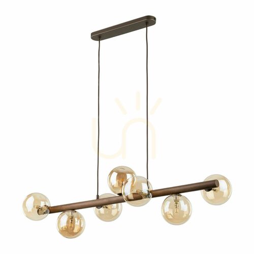 Verifica Lampa suspendată Estera din lemn de nuc, culoare chihlimbar, 7 Xg9