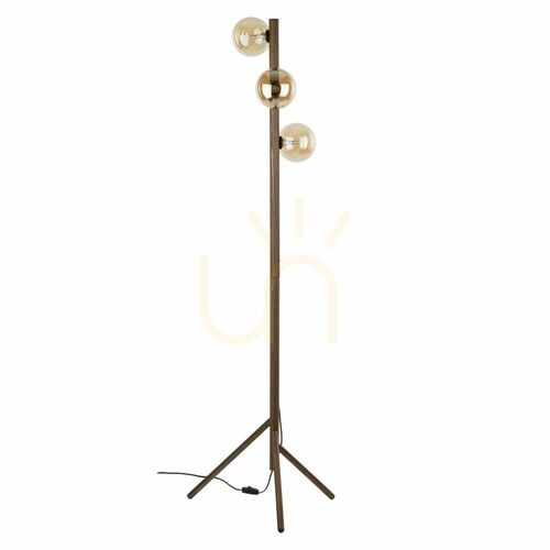 Verifica Lampa de podea Estera din lemn de nuc, culoare chihlimbar, 3 Xg9