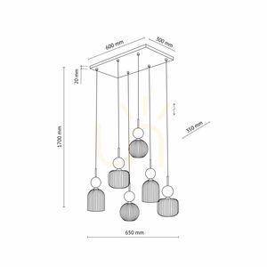 Lampa suspendată Sophia Green Cognac, 6 becuri Xe14 small 12