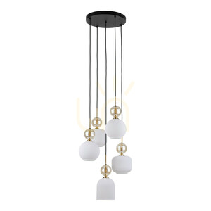 Lampa suspendată Sophia Cognac White, 5 becuri Xe14 small 0