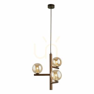 Lampa suspendată Estera din lemn de nuc, culoare chihlimbar, 3 Xg9 small 5