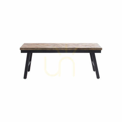 Verifica Bancă BAZAR BIZAR Herringbone lemn de tec și fier negru 110 cm