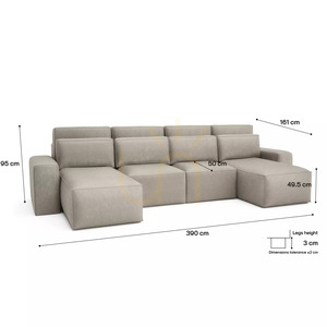 Canapea extensibilă de colț JORDAAN – în formă de U – Canapea Cream City small 5