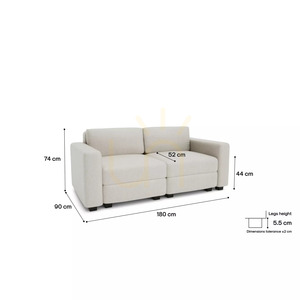 Canapea modulară cu două locuri GRACIA – Canapea City crem-bej small 4