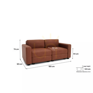 Canapea modulară cu două locuri GRACIA – culoare teracotă de la City Sofa small 4