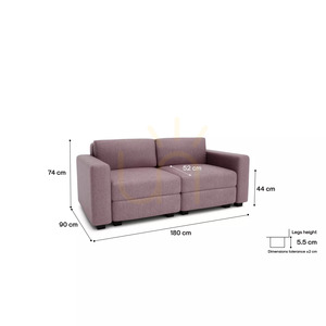 Canapea modulară cu două locuri GRACIA – Roz discret, City Sofa small 4