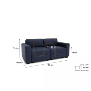 Canapea modulară cu două locuri GRACIA – Canapea City albastru închis small 4