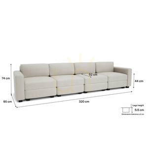 Canapea modulară GRACIA cu 4 locuri – Canapea City crem-bej small 4