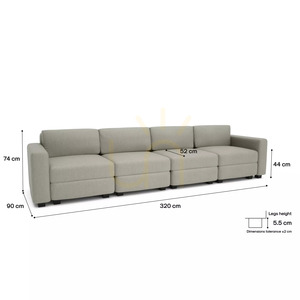 Canapea modulară GRACIA cu 4 locuri – Canapea „City” în nuanțe de bej și gri small 4