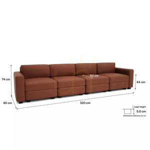 Canapea modulară GRACIA cu 4 locuri – culoare teracotă de la City Sofa small 4