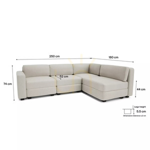 Canapea modulară de colț GRACIA cu 4 locuri – Canapea City crem-bej small 4