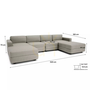 Canapea modulară GRACIA – în formă de U, 180 x 320 x 180 cm – Canapea City bej-gri small 4