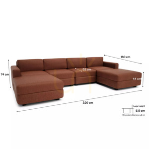 Canapea modulară GRACIA – în formă de U, 180 x 320 x 180 cm – culoare teracotă, de la City Sofa small 4
