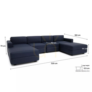 Canapea modulară GRACIA – în formă de U, 180 x 320 x 180 cm – Canapea „Dark Blue City” small 4