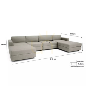 Canapea modulară GRACIA – în formă de U, 180 x 340 x 180 cm – Canapea City bej-gri small 4