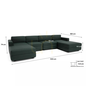 Canapea modulară GRACIA – în formă de U, 180 x 340 x 180 cm – Green City Sofa small 4