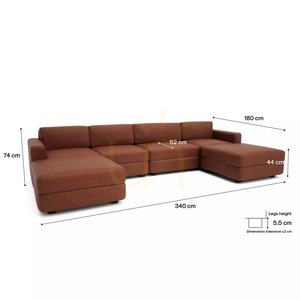 Canapea modulară GRACIA – în formă de U, 180 x 340 x 180 cm – culoare teracotă, de la City Sofa small 4