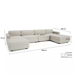 Canapea modulară GRACIA – în formă de U, 180 x 360 x 180 cm – canapea City în nuanță crem-bej small 4