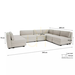 Canapea modulară GRACIA – în formă de U, 160 x 340 x 230 cm – Canapea City crem-bej small 4