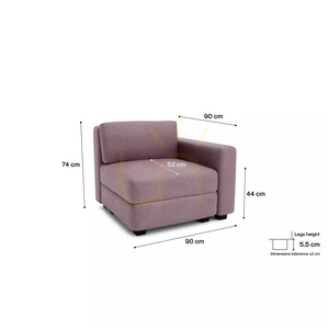 Canapea modulară GRACIA – Modul de capăt – Culoare roz pal de la City Sofa small 4