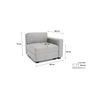 Canapea modulară GRACIA – Modul de capăt – Canapea City, gri small 4