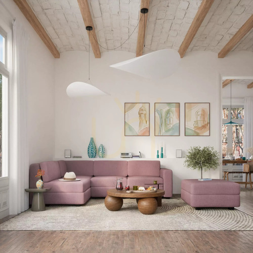 Verifica Canapea modulară GRACIA – Modul otoman – Culoare roz pal de la City Sofa