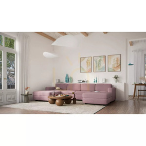 Canapea modulară GRACIA – Modul otoman mare – Culoare roz pal de la City Sofa small 10